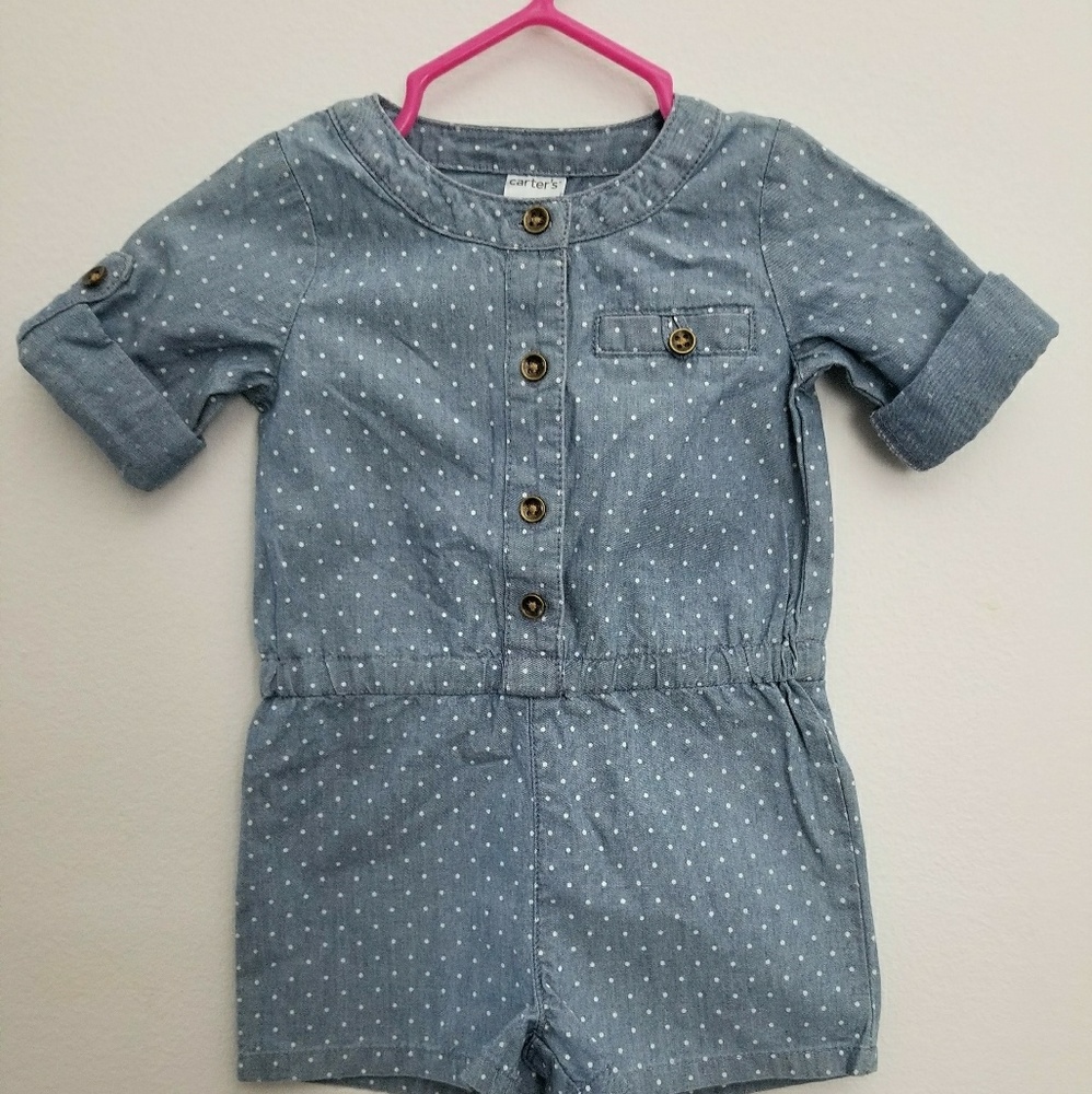 Carter's Toddler polka dot Denim Romper, 6mos